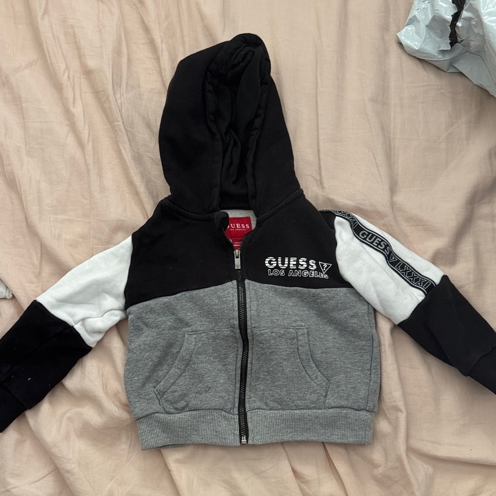 Guess Kids Black, White, and Gray Hoodie
